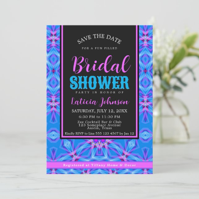 Invitación Zen Chill Blue Pink Morple Bridal Shower Fiesta (Anverso de pie)