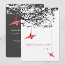 Zen Colgando Grullas de Papel Rojas Cita Boda Asiá