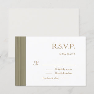 Invitación Zen oliva oro blanco franjas sutiles boda RSVP
