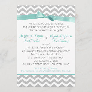 Invitación Zigzag Aqua y Bow modernos