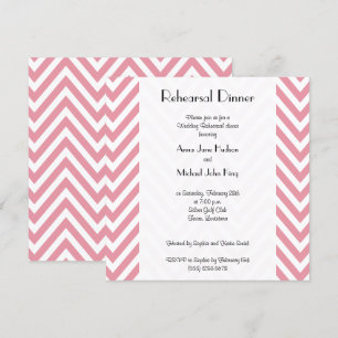 Invitación Zigzag rosa, Chevron rosado, cena de ensayo