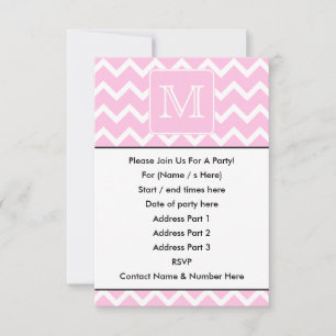 Invitación Zigzags rosados con monograma Personalizado.