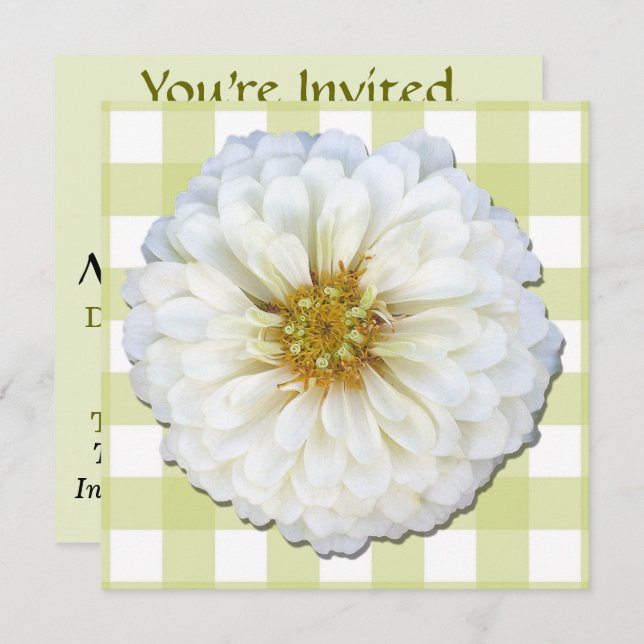 Invitación - Zinnia blanca (Anverso / Reverso)