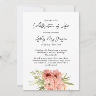 Invitación Zinnia Celebración de la Vida Funeral