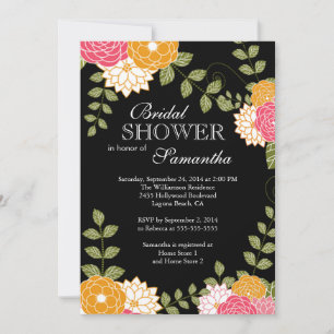 Invitación Zinnia floral moderna y Mamáes Flores Ducha nupcia