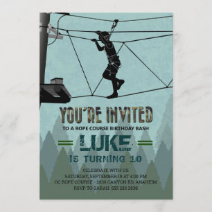 Invitación Zipline Rope Course Aventura al aire libre Cumplea