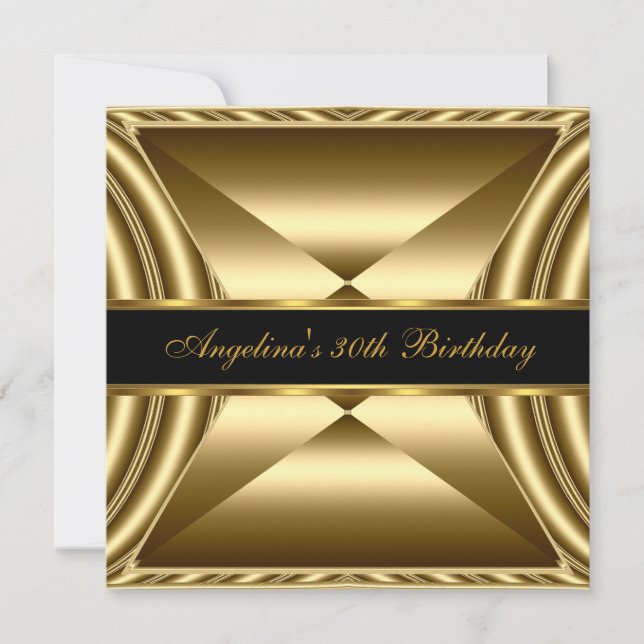 Invitación Zizzago Elegante 30 cumpleaños oro rico exótico (Anverso)