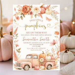 Invitación ZLC10 DOS Pequeñas Calabazas en Camino Boho Floral