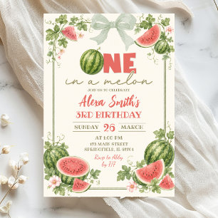 Invitación ZLC11 Verde Salvia Floral Sandía Uno en un Melón 