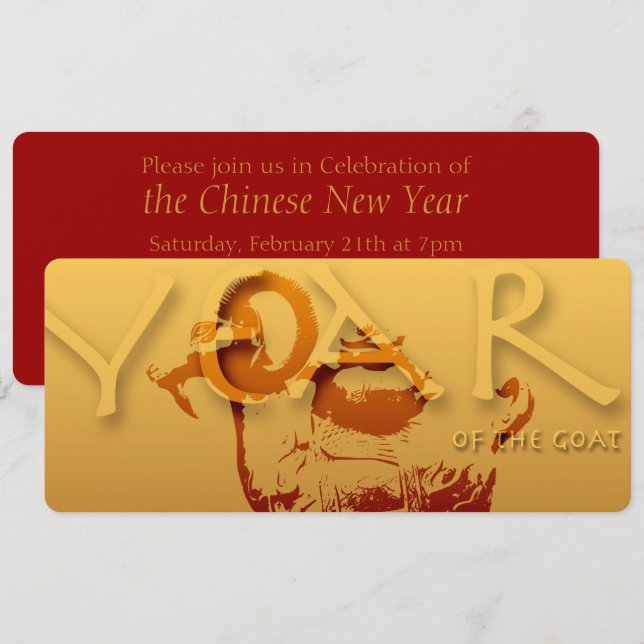 Invitación Zodiac Año de la Cabra Año Chino (Anverso / Reverso)