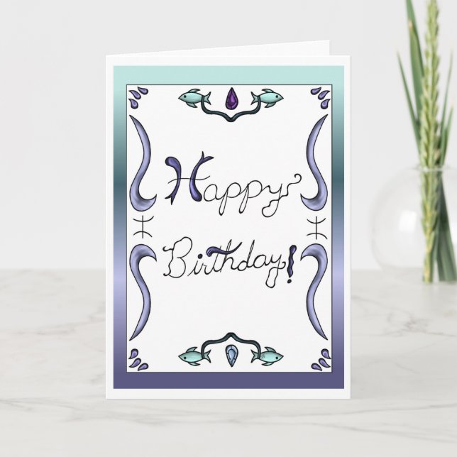 Invitación Zodiac Birthday Card Pisces (Anverso)