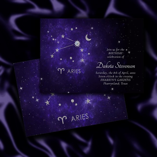 Invitación Zodiac Purple Aries | Horoscopio Astrológico Cósmi (Subido por el creador)