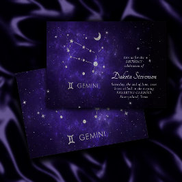 Invitación Zodiac Purple Gemini | Horoscopio Astrológico Cósm