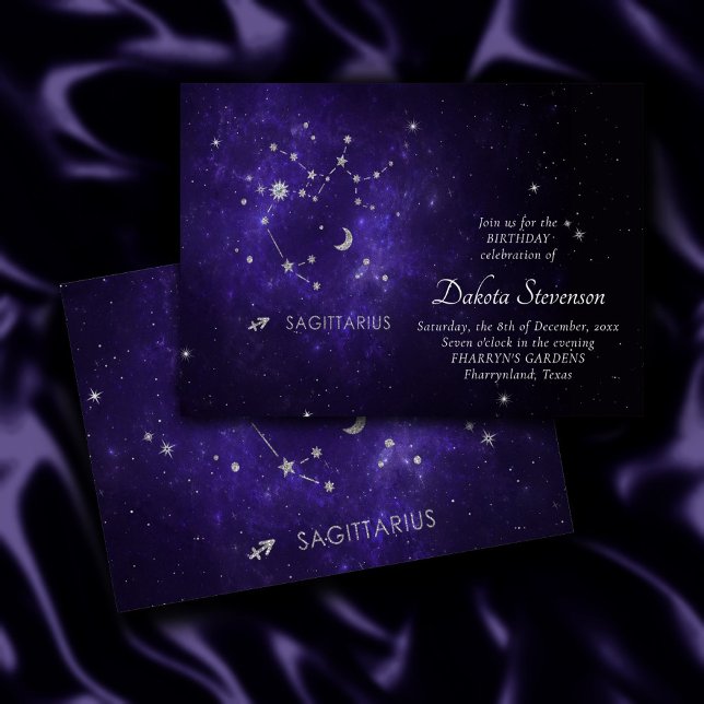 Invitación Zodiac Purple Sagittarius | Horoscopio astrológico (Subido por el creador)