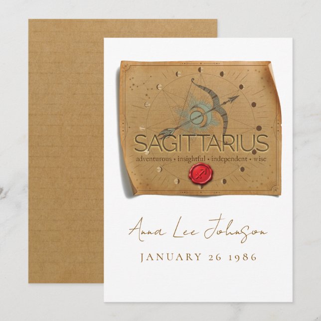 Invitación ZODIAC - Sagittarius - Personalized Birthday Card (Anverso / Reverso)