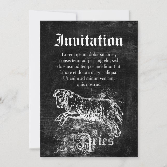 Invitación Zodiac Vintage Aries (Anverso)