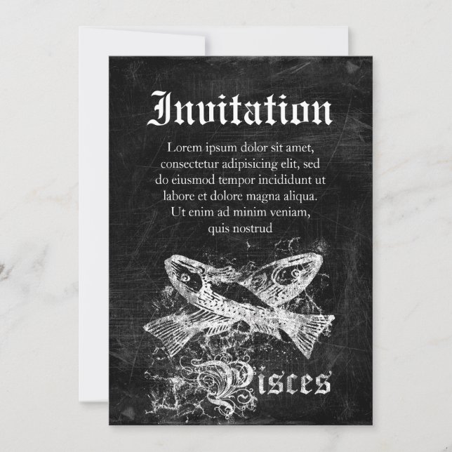 Invitación Zodiac Vintage Pisces (Anverso)