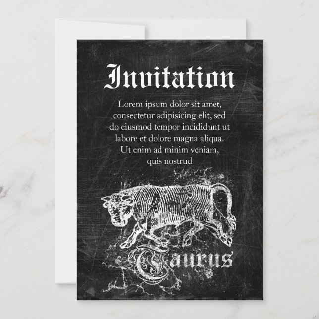 Invitación Zodiac Vintage Taurus (Anverso)