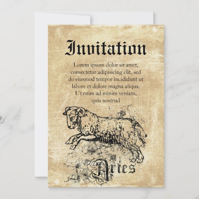 Invitación Zodiaco Aries Vintage (Anverso)