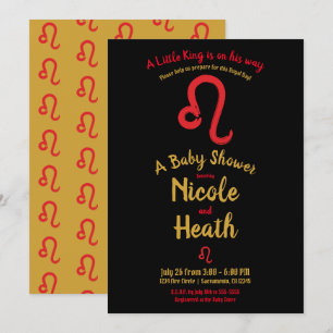 Invitación Zodíaco LEO Rojo Julio Agosto Astrología Baby Show