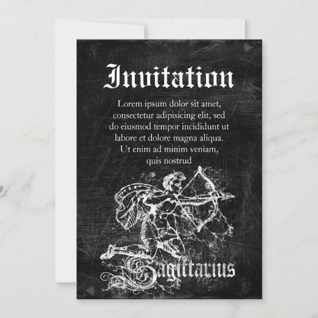 Invitación Zodiaco Sagitario Vintage (Anverso)