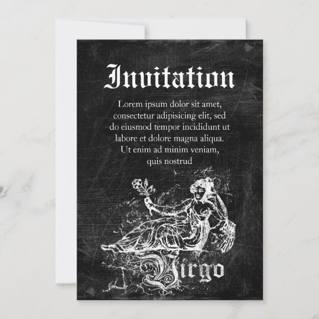 Invitación Zodiaco Vintage Virgo (Anverso)