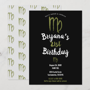 Invitación Zodiaco VIRGO Cumpleaños Agosto Septiembre Astrolo