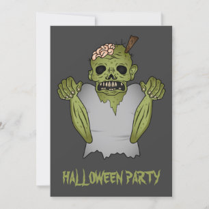 Invitación Zombie De Dibujos Animados Aterrador En Fiesta De 
