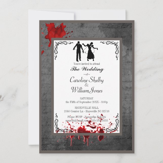 Invitación Zombie Gótica Elegante a la Boda (Anverso)