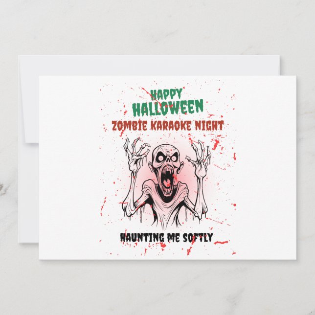Invitación Zombie Karaoke Night – Funny Halloween Party (Anverso)