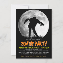 Invitación Zombie se levanta Fiesta apocalíptico Luna llena H