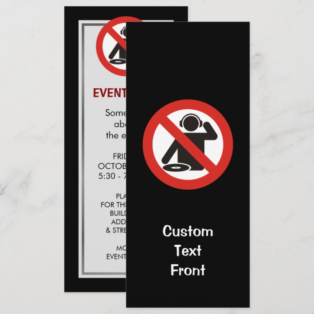 Invitación Zona libre de DJ (Anverso / Reverso)