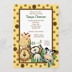 Invitación ZOO CREW Jungle Safari Baby Shower 5x7