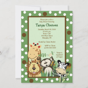 Invitación ZOO CREW Jungle Safari Baby Shower 5x7