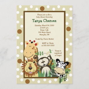 Invitación ZOO CREW Jungle Safari Baby Shower 5x7