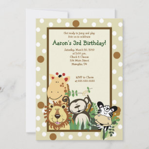 Invitación ZOO CREW Jungle Safari BIRTHDAY INVITE 5x7