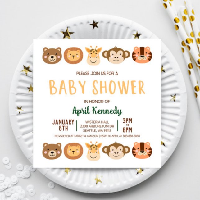 Invitación Zoo Jungle Safari Animal Baby Shower (Subido por el creador)