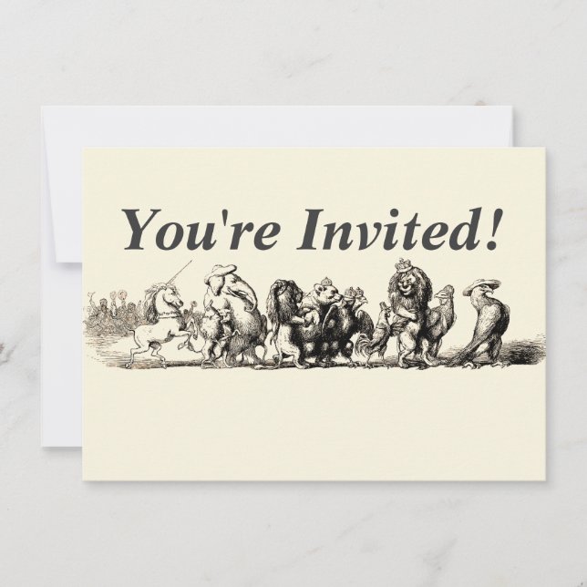 Invitación Zoológico de leones de unicornio de arte animal (Anverso)