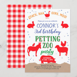 Invitación Zoológico de Petting, Boy, Banyard Farm Animal Bir