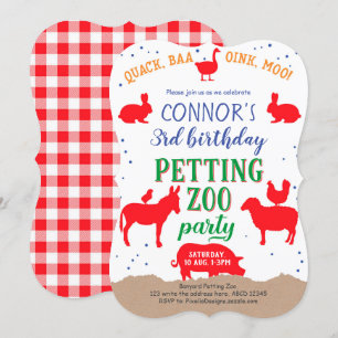 Invitación Zoológico de Petting, Boy, Banyard Farm Animal Bir