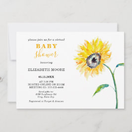 Invitación Zoom neutral del tema del girasol de Baby Shower v