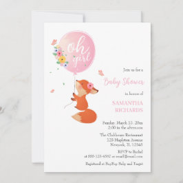 Invitación Zorrito lindo volando con globo