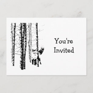 Invitación Zorro de bosque lindo arte de animal boda aniversa