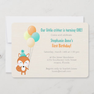 Invitación Zorro del Bosque con Globos