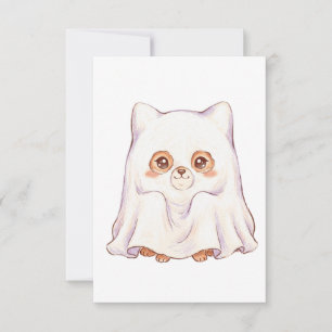 Invitación Zorro Fantasma Adorable Halloween - Animales Gordi