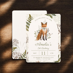 Invitación Zorro y Helecho Botánico Caprichoso del Bosque