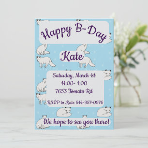 Invitación Zorros Árticos Feliz Cumpleaños