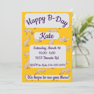 Invitación Zorros Fennec Feliz Cumpleaños