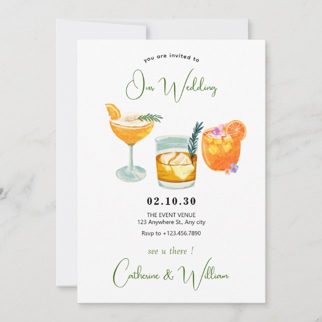 Invitación Zumo de naranja de fruta fresca bebe boda (Anverso)