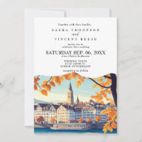 Zurich Suiza Wedding Invitation Retro